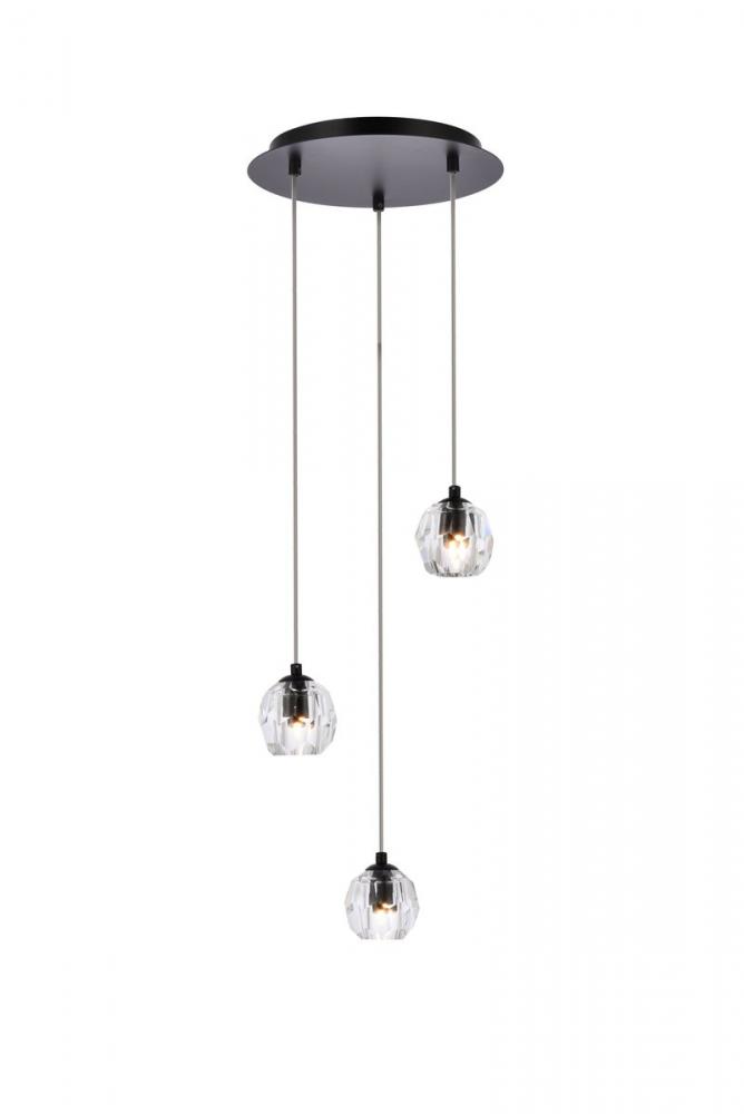 Eren 3 Lights Black Pendant