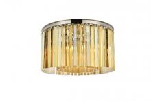  1208F26PN-GT/RC - Sydney 8 Light Polished Nickel Flush Mount Golden Teak (Smoky) Royal Cut Crystal