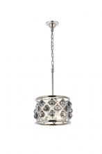  1214D12PN-SS/RC - Madison 3 light polished Nickel Pendant Silver Shade (Grey) Royal Cut Crystal