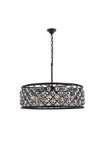  1214D32MB-SS/RC - Madison 8 Light Matte Black Chandelier Silver Shade (Grey) Royal Cut Crystal