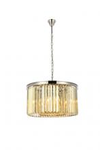  1238D26PN-GT/RC - Sydney 8 Light Polished Nickel Chandelier Golden Teak (Smoky) Royal Cut Crystal