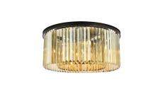  1238F31MB-GT/RC - Sydney 8 Light Matte Black Flush Mount Golden Teak (Smoky) Royal Cut Crystal