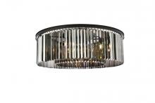  1238F43MB-SS/RC - Sydney 10 Light Matte Black Flush Mount Silver Shade (Grey) Royal Cut Crystal