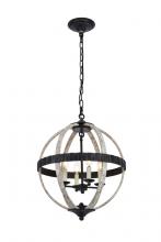  1503D18IW - Orbus 4 Light Ivory Wash and Steel Grey Pendant