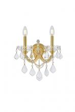  2800W2G/RC - Maria Theresa 2 Light Gold Wall Sconce Clear Royal Cut Crystal