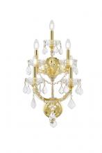  2800W5G/RC - Maria Theresa 5 Light Gold Wall Sconce Clear Royal Cut Crystal