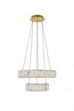  3503G18G - Monroe Integrated LED Chip Light Gold Pendant Clear Royal Cut Crystal