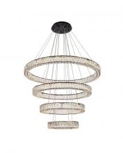  3503G41BK - Monroe 41 Inch LED Four Ring Chandelier in Black