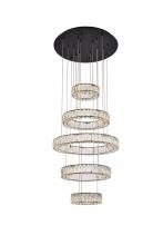  3503G5LBK - Monroe 25 Inch LED Five Ring Chandelier in Black