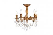  9205F18FG/RC - Rosalia 5 Light French Gold Flush Mount Clear Royal Cut Crystal