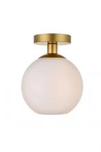  LD2205BR - Baxter 1 Light Brass Flush Mount with Frosted White Glass