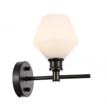  LD2309BK - Gene 1 Light Black and Frosted White Glass Wall Sconce