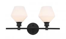  LD2313BK - Gene 2 Light Black and Frosted White Glass Wall Sconce