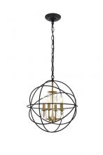  LD5055D16BRB - Wallace 4 Light Matte Black and Brass Pendant