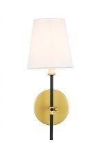  LD6004W6BRBK - Mel 1 light Brass and Black and White shade wall sconce