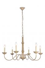  LD6007D35WD - Merritt Collection Chandelier D35 H21.6 Lt:6 Weathered Dove Finish