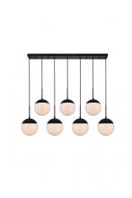  LD6086BK - Eclipse 7 Lights Black Pendant with Frosted White Glass