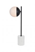  LD6104BK - Eclipse 1 Light Black Table Lamp With Frosted White Glass