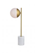  LD6108BR - Eclipse 1 Light Brass Table Lamp With Frosted White Glass