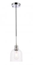  LD6211C - Gabe 1 light Chrome and Clear seeded glass pendant