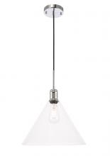  LD6229C - Hugh 1 Light Chrome and Clear Glass Pendant