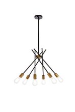  LD640D23BRK - Lucca 23 inch pendant in black and brass