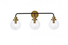  LD7035W28BRB - Hanson 3 Lights Bath Sconce in Black with Brass with Clear Shade