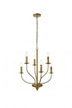  LD7046D24BR - Westley 6 lights pendant in brass