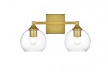  LD7308W16BRA - Foster 2 Light Brass and Clear Bath Sconce