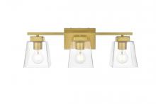  LD7312W23BRA - Merrick 3 Light Brass and Clear Bath Sconce