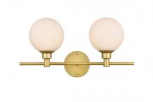  LD7317W19BRA - Cordelia 2 light Brass and frosted white Bath Sconce