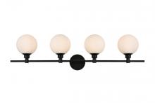  LD7317W38BLK - Cordelia 4 light Black and frosted white Bath Sconce