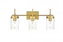  LD7319W24BRA - Benny 3 Light Brass and Clear Bath Sconce