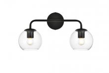  LD7321W19BLK - Genesis 2 Light Black and Clear Bath Sconce