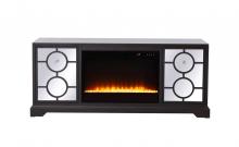  MF802DT-F2 - 60 In. Mirrored Tv Stand with Crystal Fireplace Insert in Dark Walnut