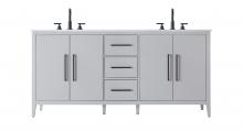  VF29372DGR - 72 inch Double Bathroom Vanity in Grey