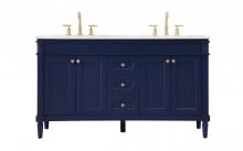  VF31860DBL - 60 Inch Double Bathroom Vanity in Blue