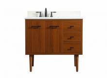  VF48036MTK-BS - 36 Inch Single Bathroom Vanity in Teak with Backsplash