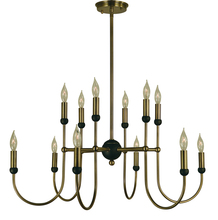  4798 AB/MBLACK - 12-Light Antique Brass/Matte Black Nicole Chandelier