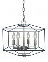 Framburg 5304 PN/MBLACK - 4-Light Polished Nickel/Matte Black Isabella Dual Mount Chandelier