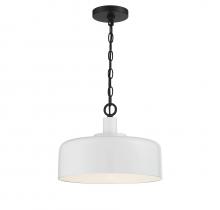  M70103WHBK - 1-Light Pendant in White with Black