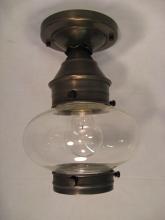  2024-DAB-MED-CLR - Onion Flush No Cage Dark Antique Brass Medium Base Socket Clear Glass