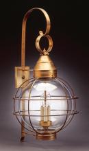  2861-DAB-LT3-CLR - Caged Round Wall Dark Antique Brass 3 Candelabra Sockets Clear Glass