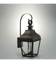  7637-AB-CIM-CLR - Curved Top Wall With Top Scroll Antique Brass Medium Base Socket With Chimney Clear Glass