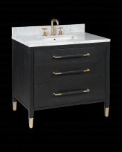  3800-0006 - Verona 36" Black Linen Vanity with Rectangular Undermount Sink